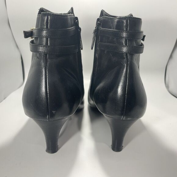 Cole Haan Elinor Side Zip Short Boot Black Leather Sz 9 Heel - Picture 5 of 10